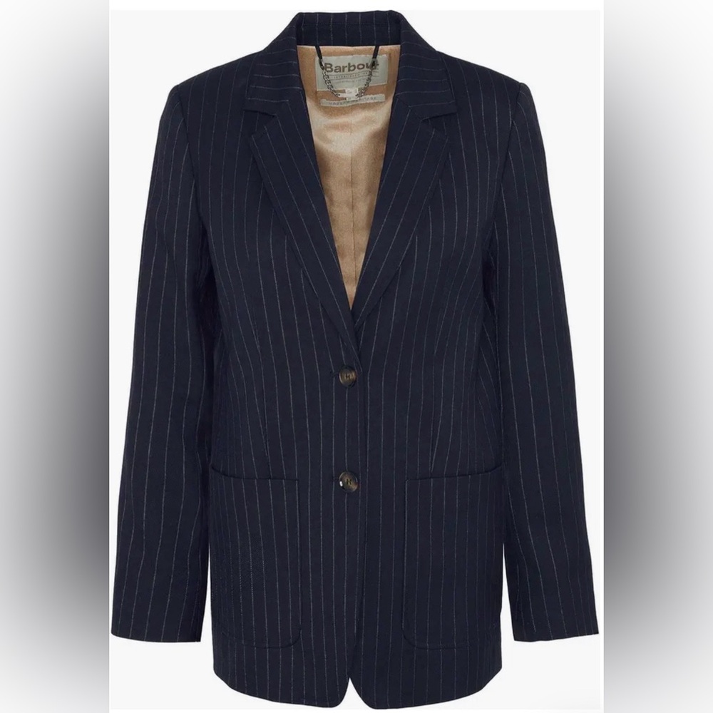 NWT BARBOUR IMOGEN PINSTRIPE TAILORED JACKET IN SIZE US4 WOOL BLEND
